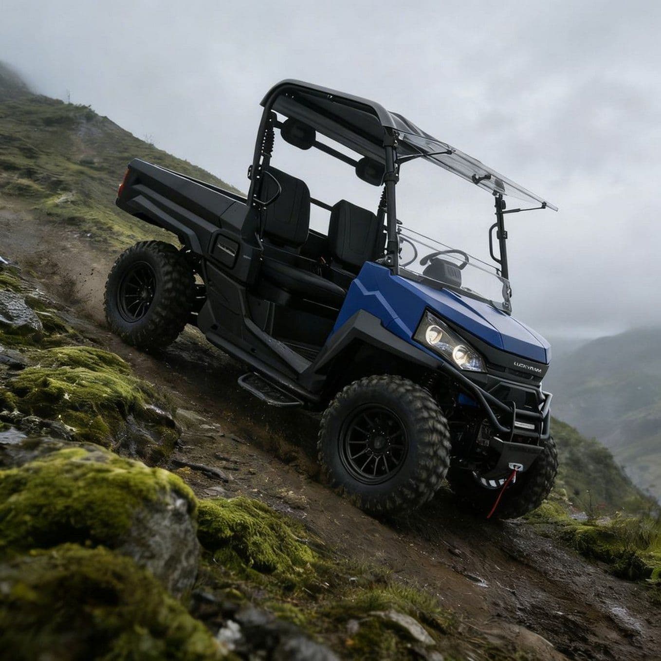 10KW AC 모터 4WD UTV 73.6V 150Ah 670kg 로딩 400mm 넘어감