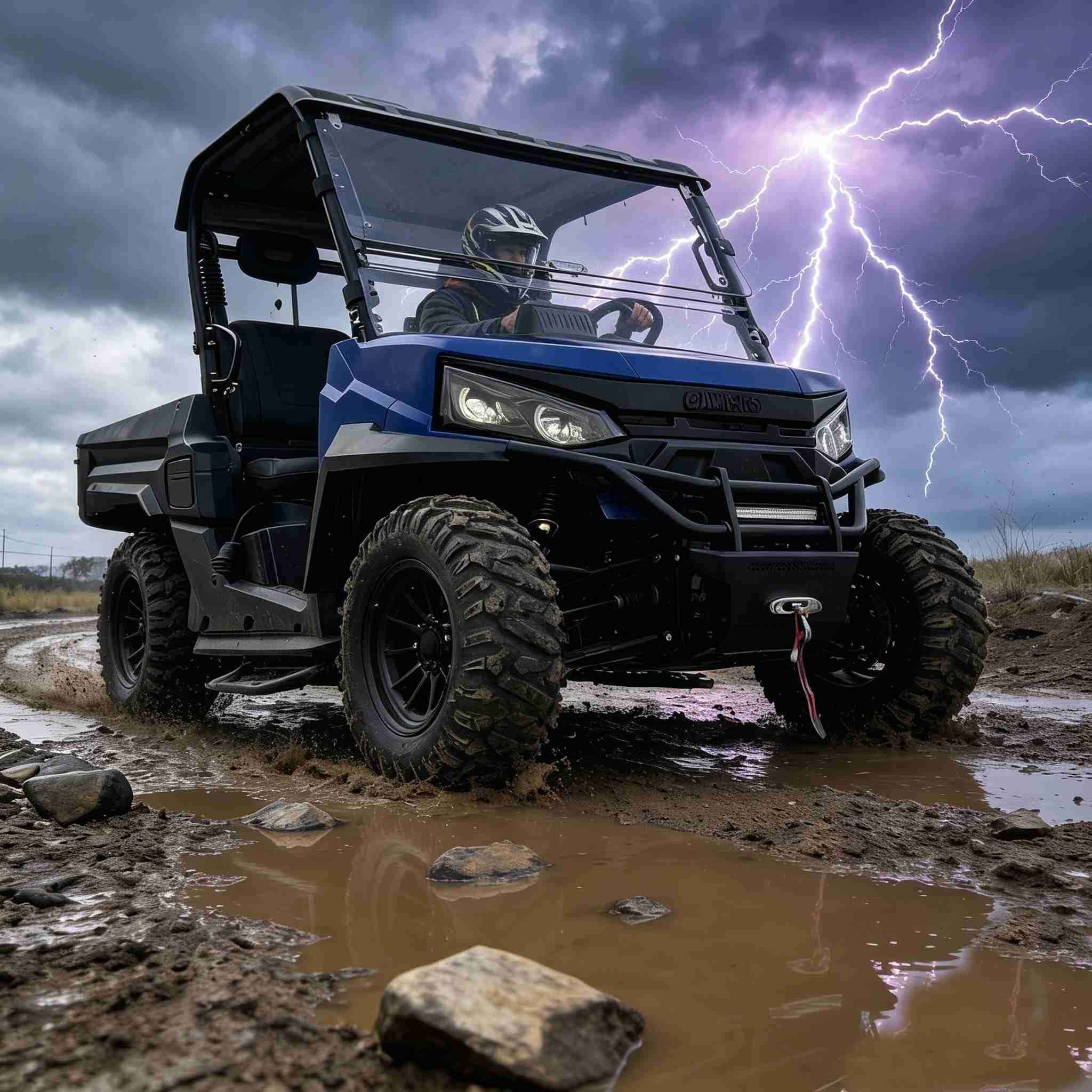 10KW AC 모터 전기 UTV 4WD 150Ah 배터리 350kg 화물 침대