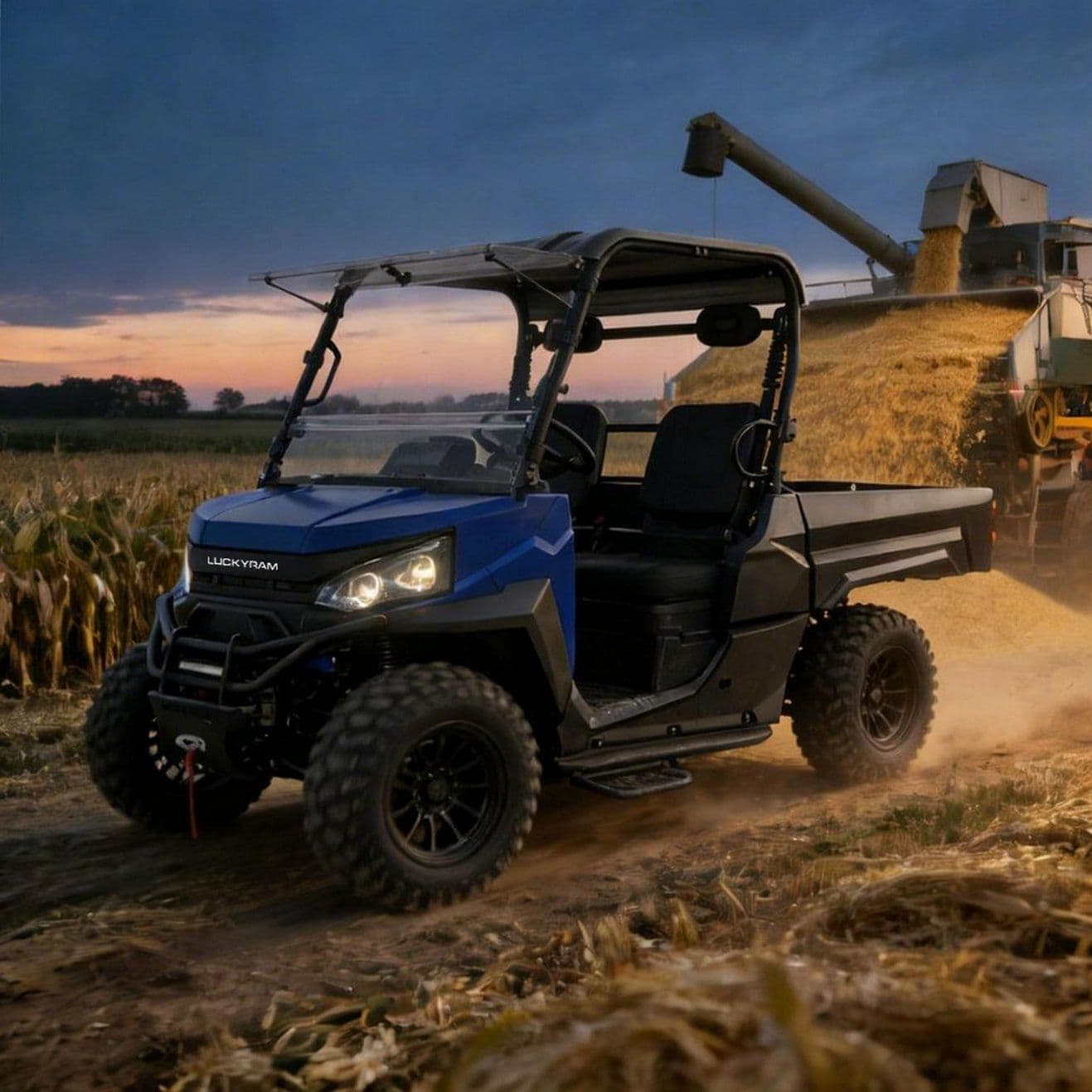 미국 농장 350kg 전기 침대 73.6V 후방 화물 전기 리프팅을 위한 낮은 유지보수 10KW AC 모터 4WD UTV